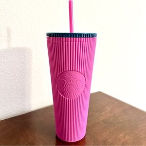 Starbucks Fall 2025 Pink & Blue Floral Printed Pleated Soft Touch Tumbler • NWT